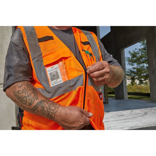 Class 2 High Visibility Orange Mesh Safety Vest - Small/Medium