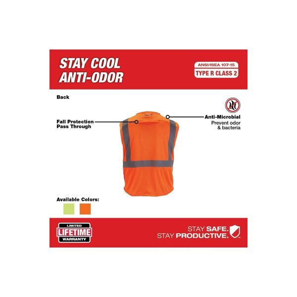 Class 2 High Visibility Orange Mesh Safety Vest - 4X-Large/5X-Large