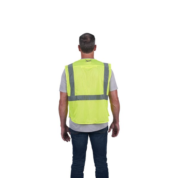 Class 2 Breakaway High Visibility Yellow Mesh Safety Vest - Large/X-Large