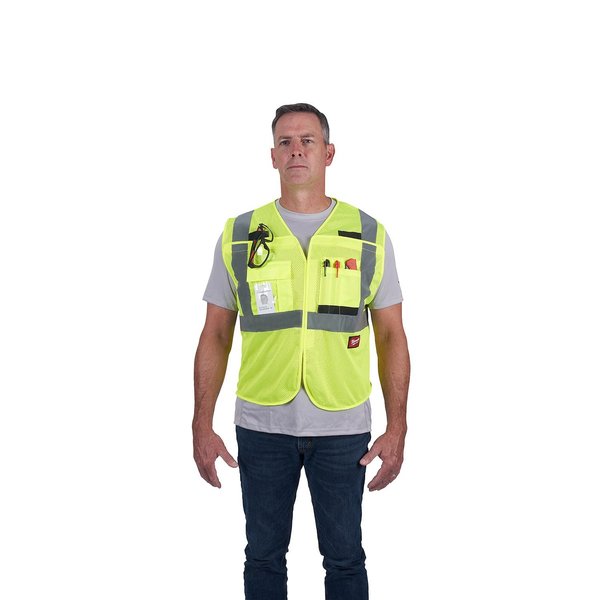 Class 2 Breakaway High Visibility Yellow Mesh Safety Vest - Large/X-Large