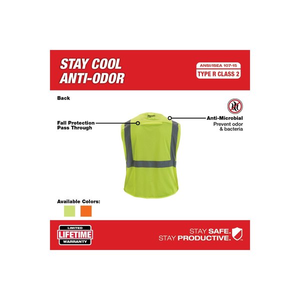 Class 2 Breakaway High Visibility Yellow Mesh Safety Vest - Large/X-Large