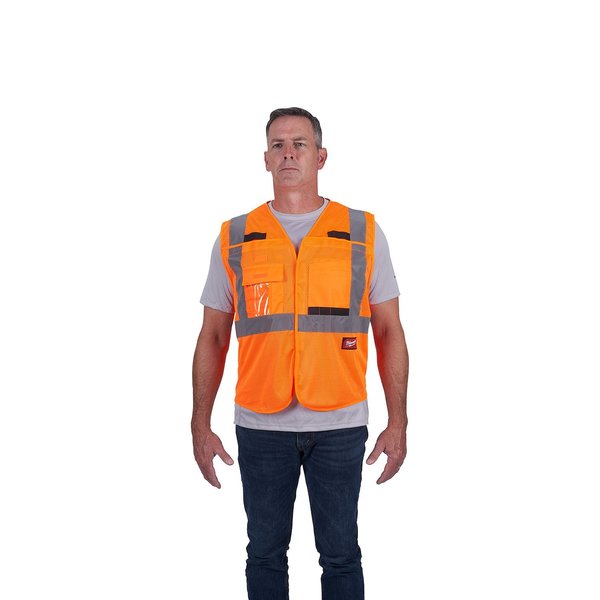 Class 2 Breakaway High Visibility Orange Mesh Safety Vest - Small/Medium