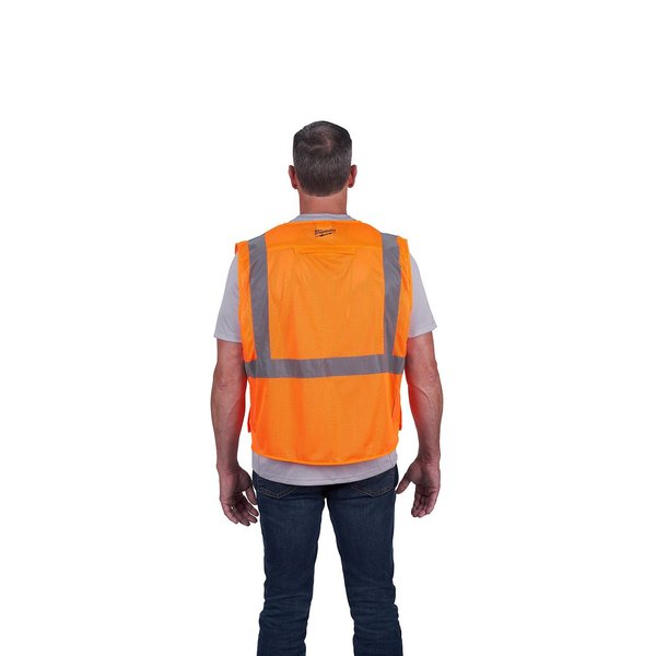 Class 2 Breakaway High Visibility Orange Mesh Safety Vest - Small/Medium