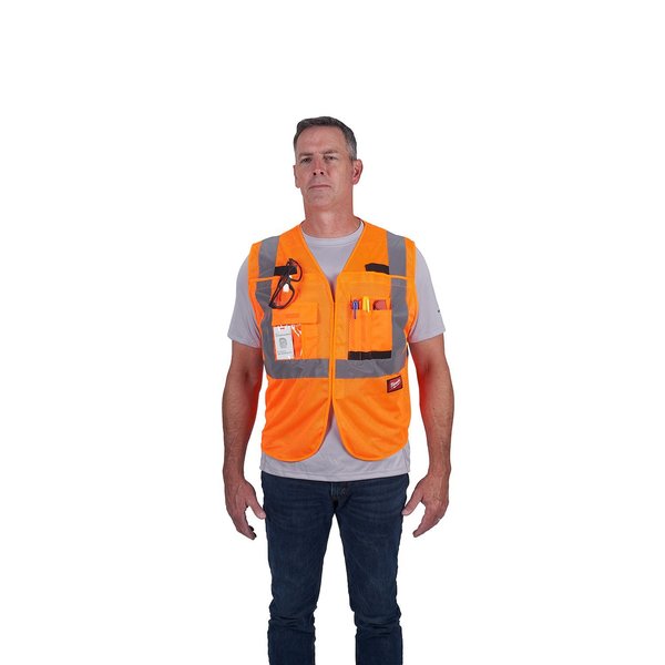 Class 2 Breakaway High Visibility Orange Mesh Safety Vest - Small/Medium
