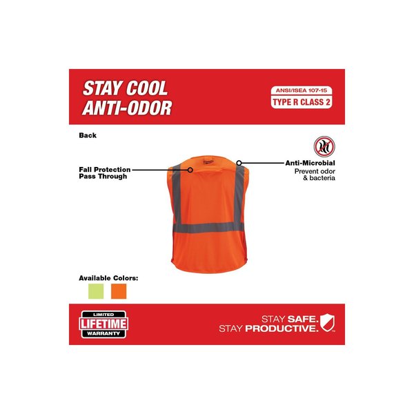 Class 2 Breakaway High Visibility Orange Mesh Safety Vest - Small/Medium