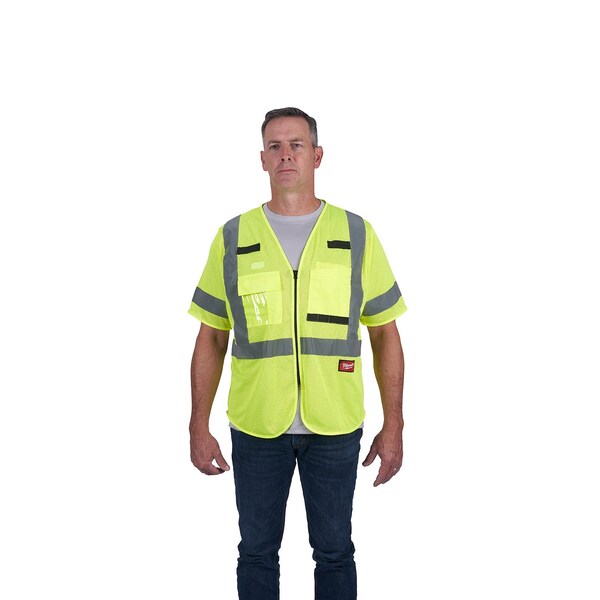 Class 3 High Visibility Yellow Mesh Safety Vest - Large/X-Large