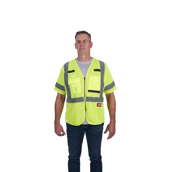 Class 3 High Visibility Yellow Mesh Safety Vest - 4X-Large/5X-Large