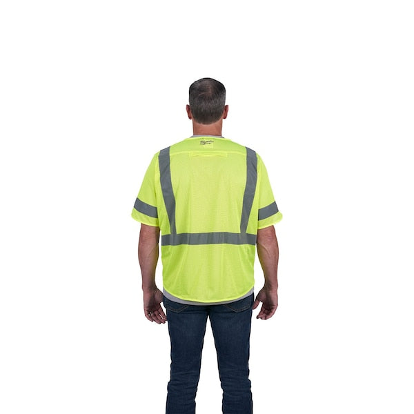Class 3 High Visibility Yellow Mesh Safety Vest - 2X-Large/3X-Large