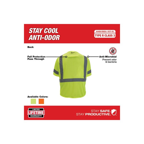 Class 3 High Visibility Yellow Mesh Safety Vest - Large/X-Large