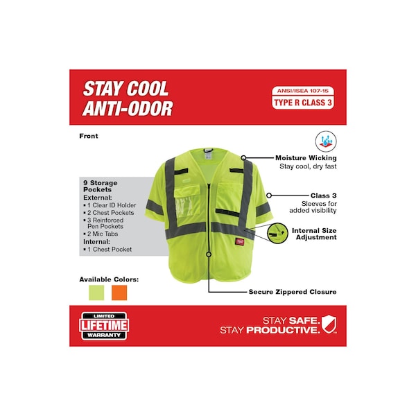 Class 3 High Visibility Yellow Mesh Safety Vest - 4X-Large/5X-Large