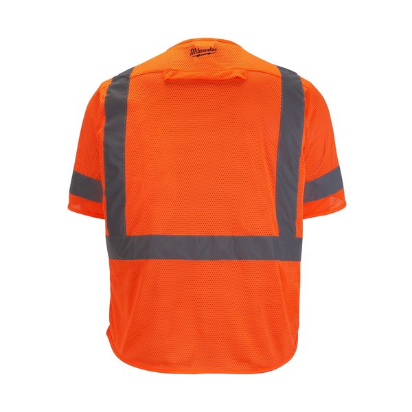 Class 3 High Visibility Orange Mesh Safety Vest - 2X-Large/3X-Large