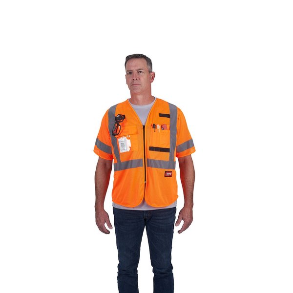 Class 3 High Visibility Orange Mesh Safety Vest - 4X-Large/5X-Large