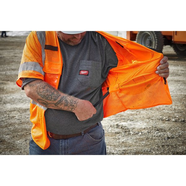 Class 3 High Visibility Orange Mesh Safety Vest - 4X-Large/5X-Large