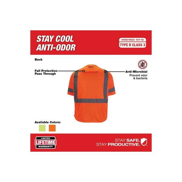 Class 3 High Visibility Orange Mesh Safety Vest - 4X-Large/5X-Large