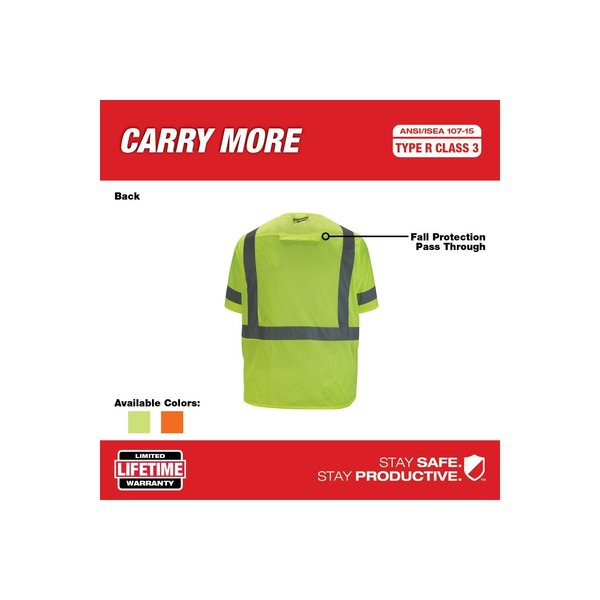 Class 3 High Visibility Yellow Safety Vest - 4X-Large/5X-Large