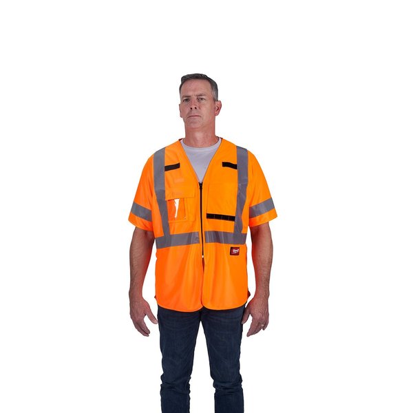Class 3 High Visibility Orange Safety Vest - Small/Medium