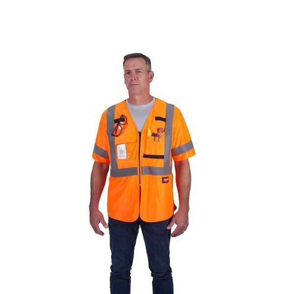 Class 3 High Visibility Orange Safety Vest - Small/Medium