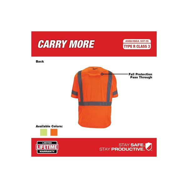 Class 3 High Visibility Orange Safety Vest - Large/X-Large