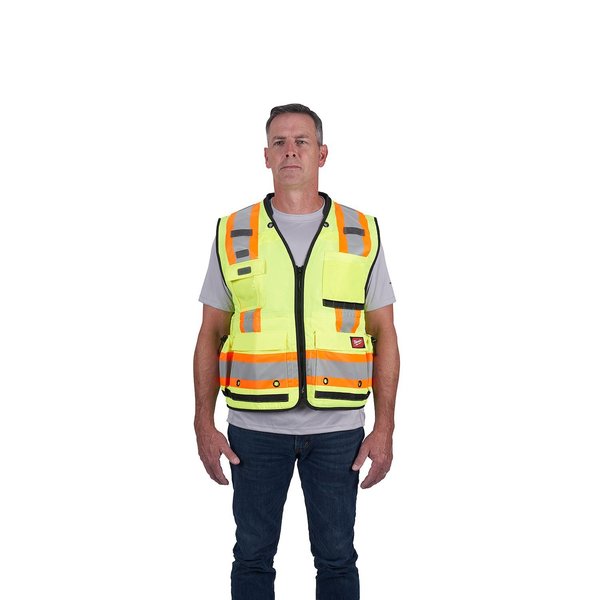 Class 2 Surveyor's High Visibility Yellow Safety Vest - 2X-Large/3X-Large
