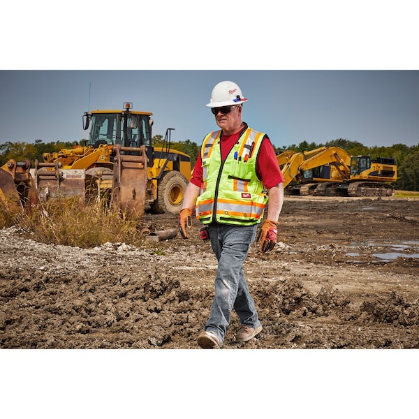 Class 2 Surveyor's High Visibility Yellow Safety Vest - Large/X-Large
