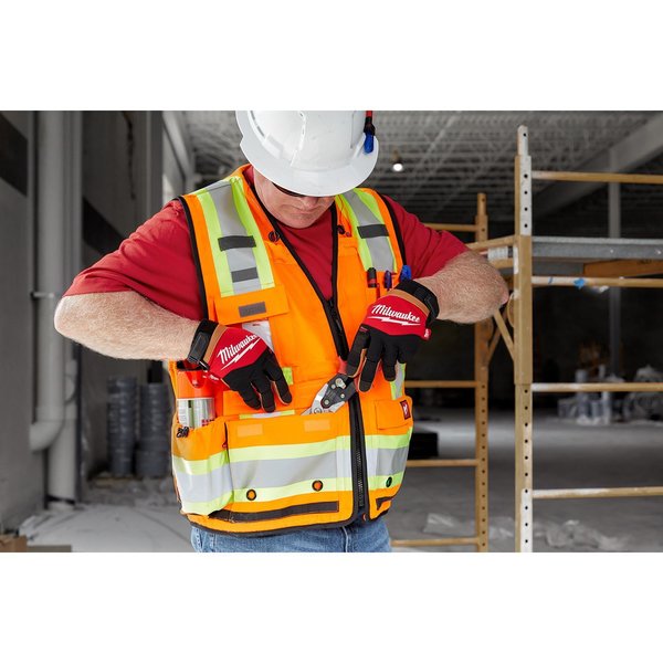Class 2 Surveyor's High Visibility Orange Safety Vest - 4X-Large/5X-Large