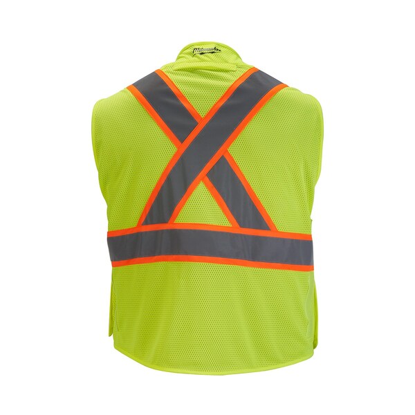 Class 2 CSA Compliant Breakaway High Visibility Yellow Mesh Safety Vest - 4X-Large/5X-Large