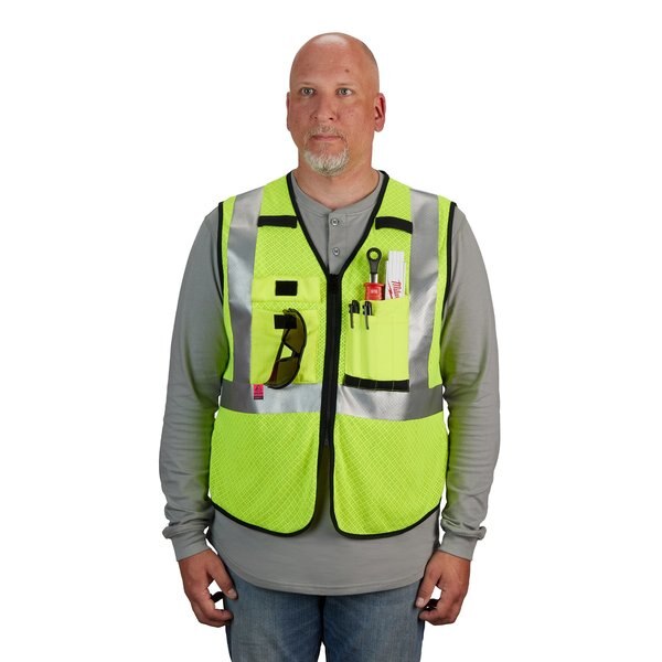 Arc-Rated/Flame-Resistant Cat 1 Class 2 High Visibility Yellow Mesh Safety Vest - Small/Medium
