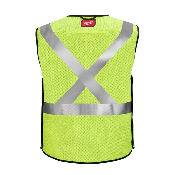 Arc-Rated/Flame-Resistant Cat 1 Class 2 Breakaway High Visibility Yellow Mesh Safety Vest - Small/Medium