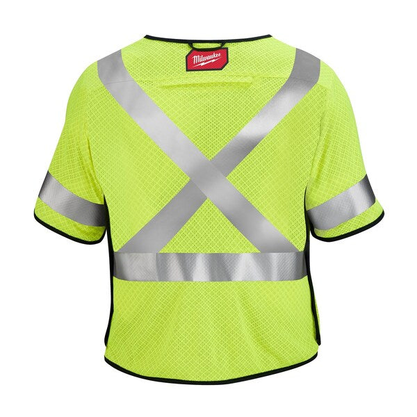 Arc-Rated/Flame-Resistant Cat 1 Class 3 ANSI and CSA Compliant Breakaway High Visibility Yellow Mesh Safety Vest - Small/Medium