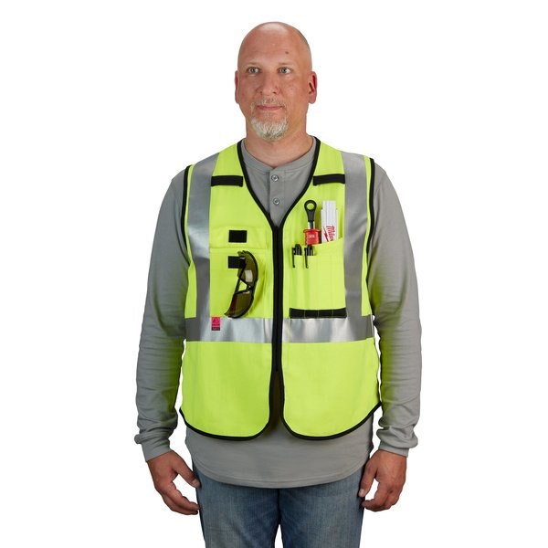 Arc-Rated/Flame-Resistant Cat 1 Class 2 High Visibility Yellow Safety Vest - Small/Medium