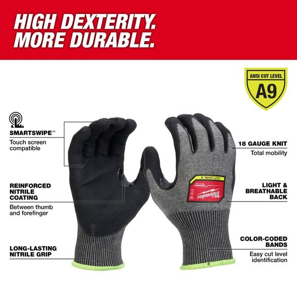 Level 9 Cut Resistant High-Dexterity Nitrile Dipped Gloves - Medium (12 pair)