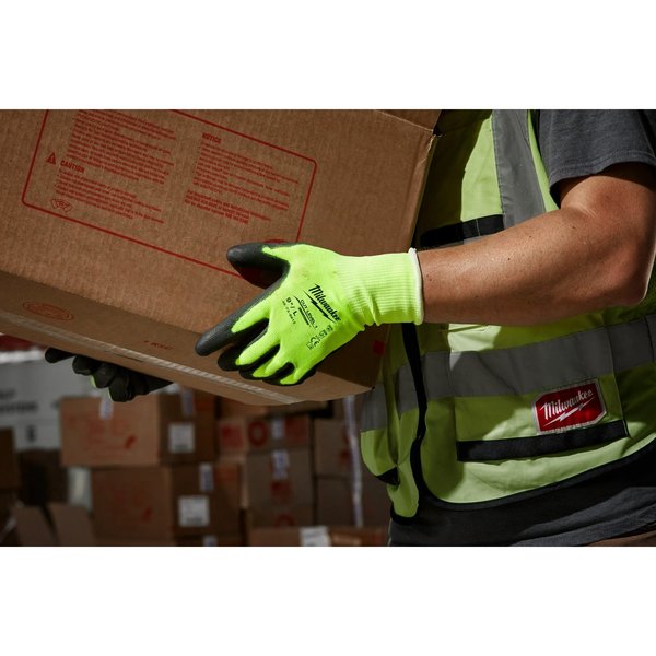 Level 1 Cut Resistant High Visibility Polyurethane Dipped Gloves - 2X-Large (12 pair)
