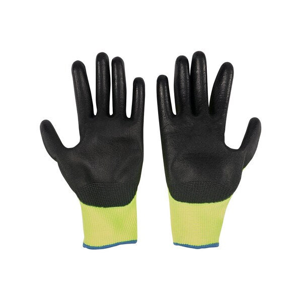 12 Pair High Visibility Cut Level 2 Polyurethane Dipped Gloves - M