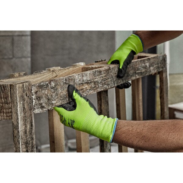12 Pair High Visibility Cut Level 2 Polyurethane Dipped Gloves - M