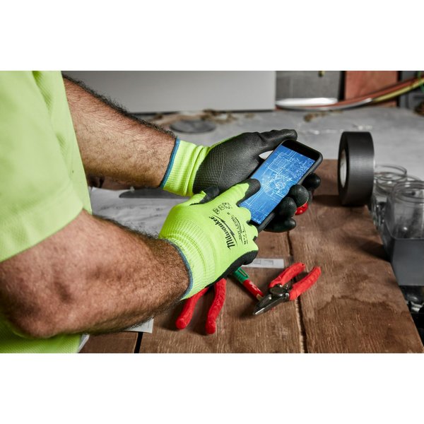Level 2 Cut Resistant High Visibility Polyurethane Dipped Gloves - X-Large