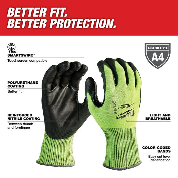 High Visibility Cut Level 4 Polyurethane Dipped - L
