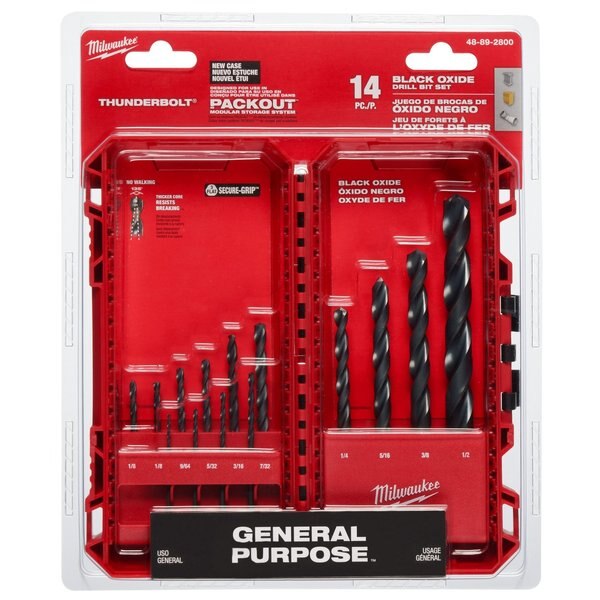 14 pc. THUNDERBOLT Black Oxide Drill Bit Set