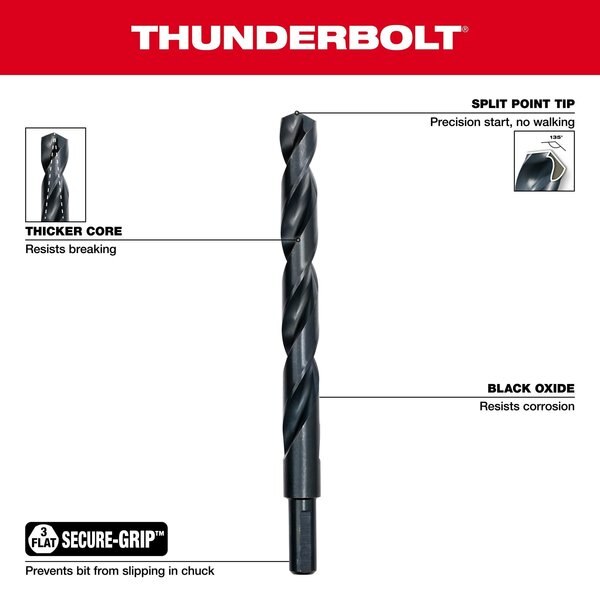 14 pc. THUNDERBOLT Black Oxide Drill Bit Set