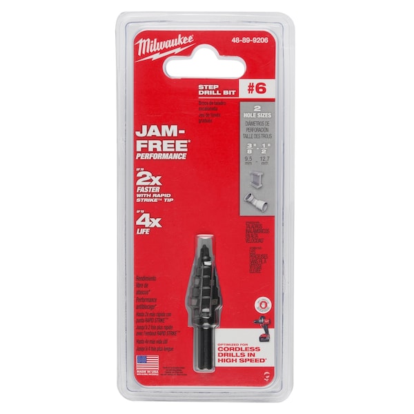 #6 Step Drill Bit, 3/8