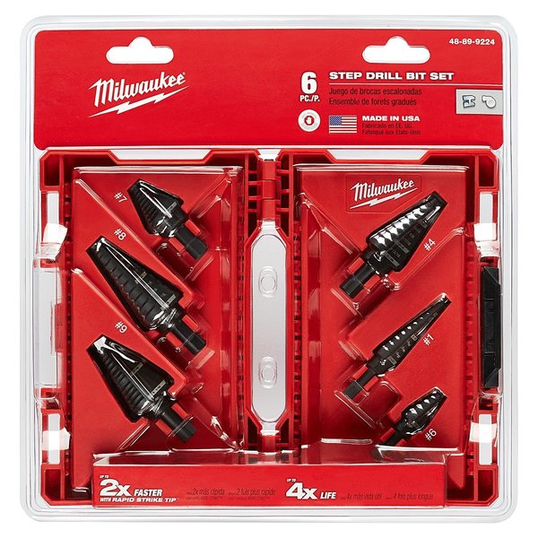 Step Drill Bit Set, High Speed Steel, Black Oxide, 6-Piece