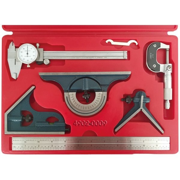 6 Piece Tool Kit Caliper Micrometer Combination Square