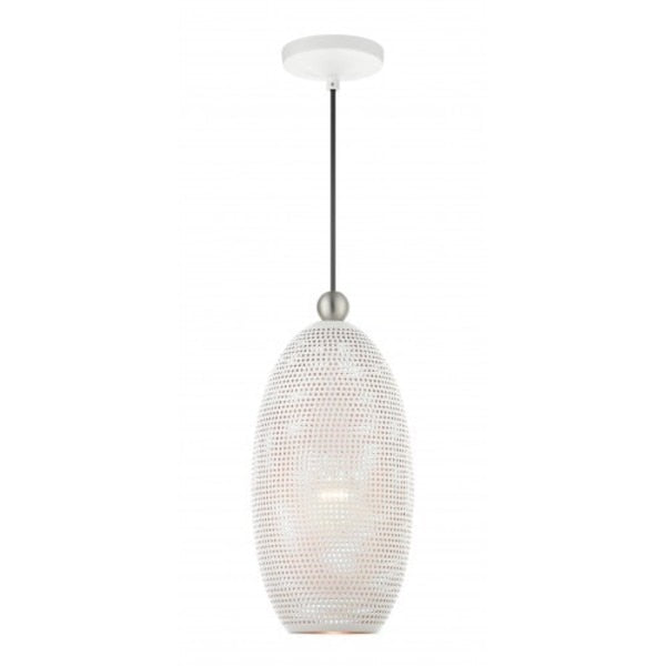 White with Brushed Nickel Accents Pendan