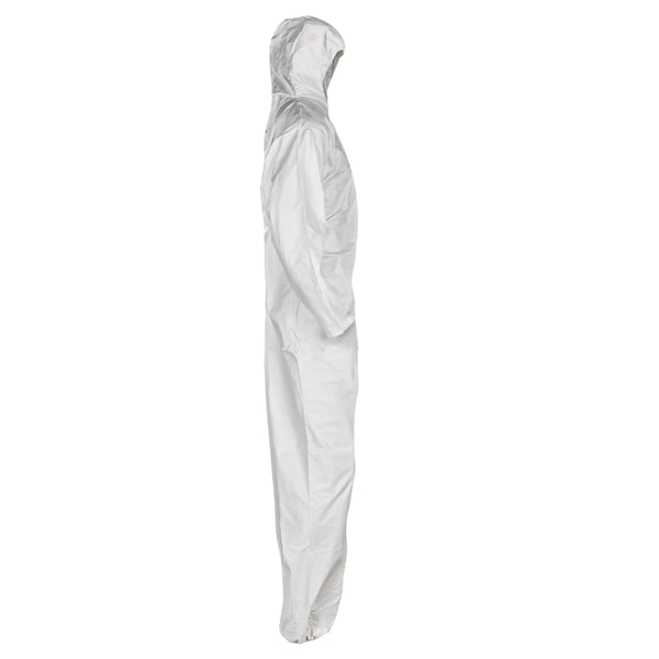 Hooded Disposable Coveralls, 24 PK, White, SMMMS, Zipper
