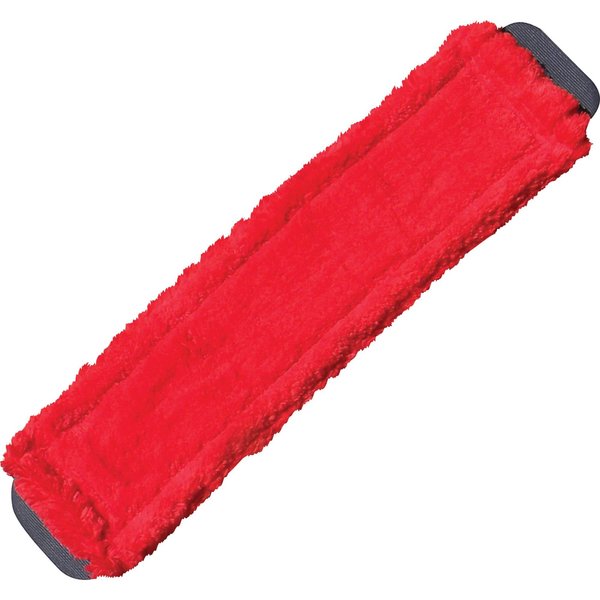 16 in L Flat Mop Pad, 16 oz Dry Wt, Clamp On Connection, Cut-End, Red, Microfiber