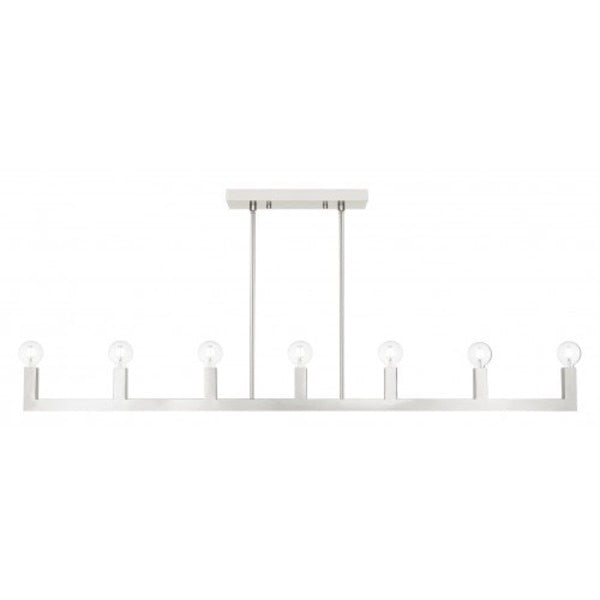 Brushed Nickel Linear Chandelier, 7 Light