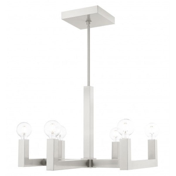 Brushed Nickel Chandelier, 6 Light