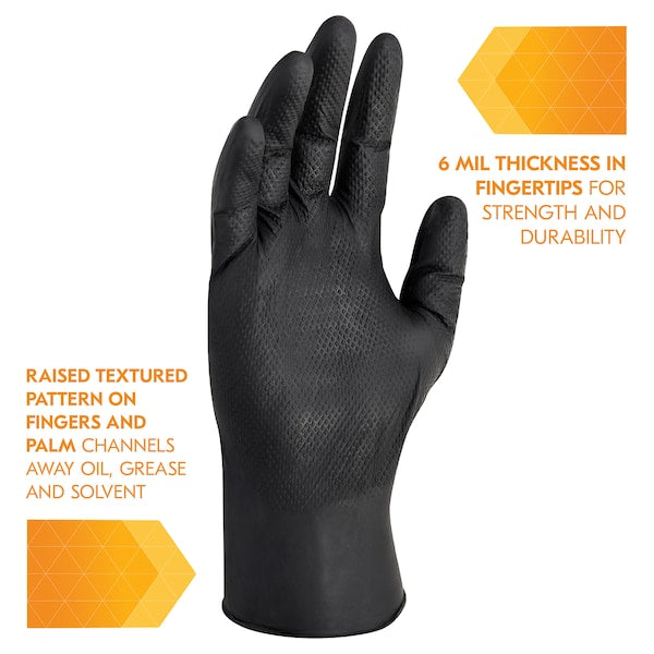 Disposable Glove, Nitrile, Black, 2XL, 90 PK