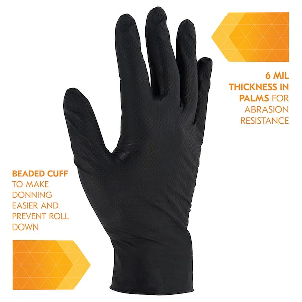 Disposable Glove, Nitrile, Black, 2XL, 90 PK