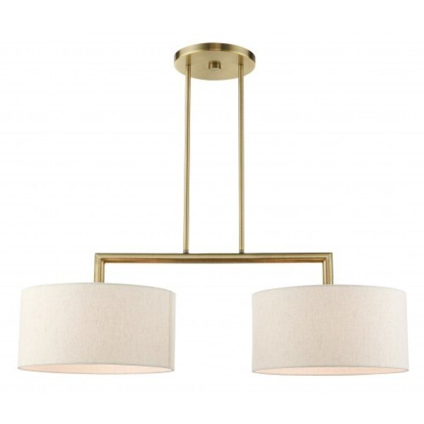 Antique Brass Linear Chandelier, 2 Light