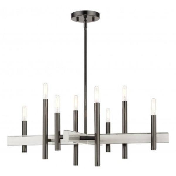 Black Chrome Chandelier, 8 Light